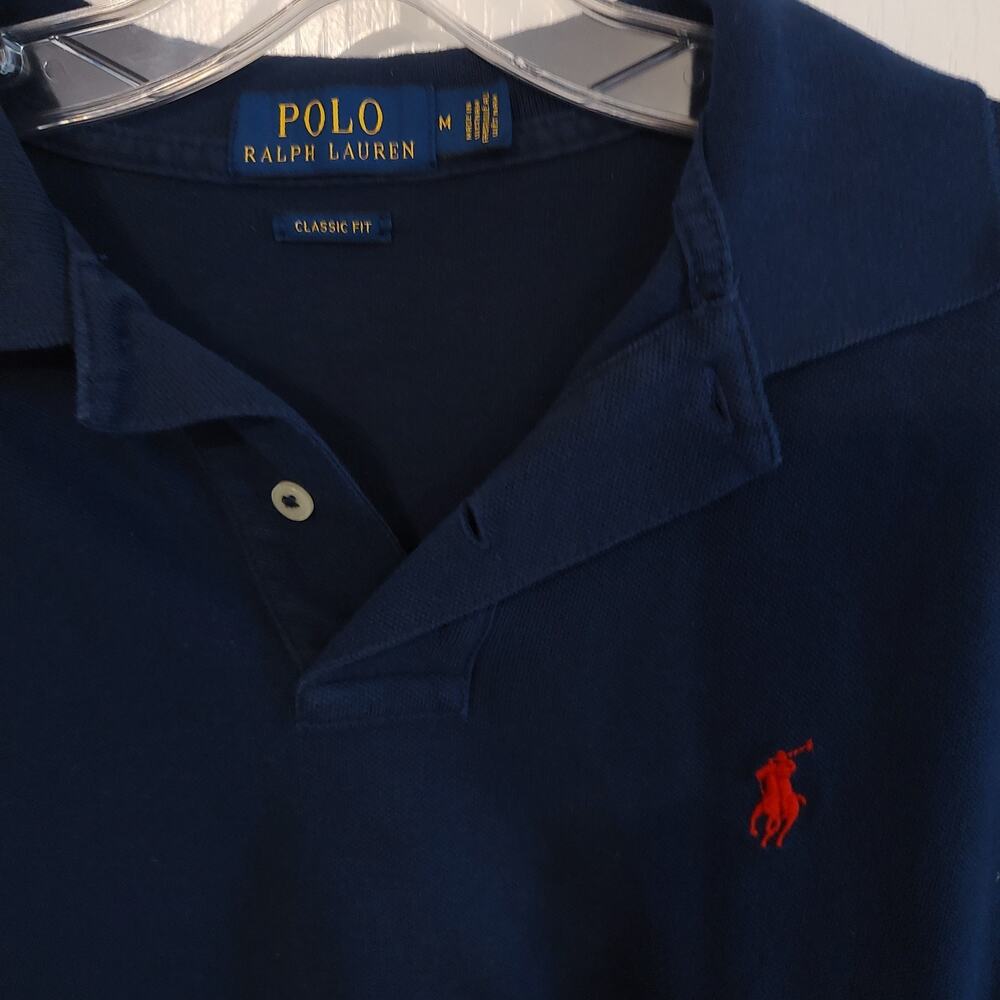 Polo Ralph Lauren Classic Fit Navy Blue Polo Shirt Size M - Picture 3 of 6